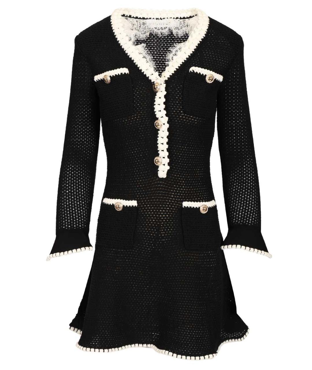 SELF-PORTRAIT Черное льняное повседневное платье, фото 1