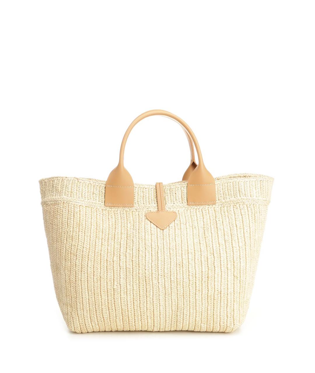 LONGCHAMP Бежевая пелетеная сумка тоут, фото 3