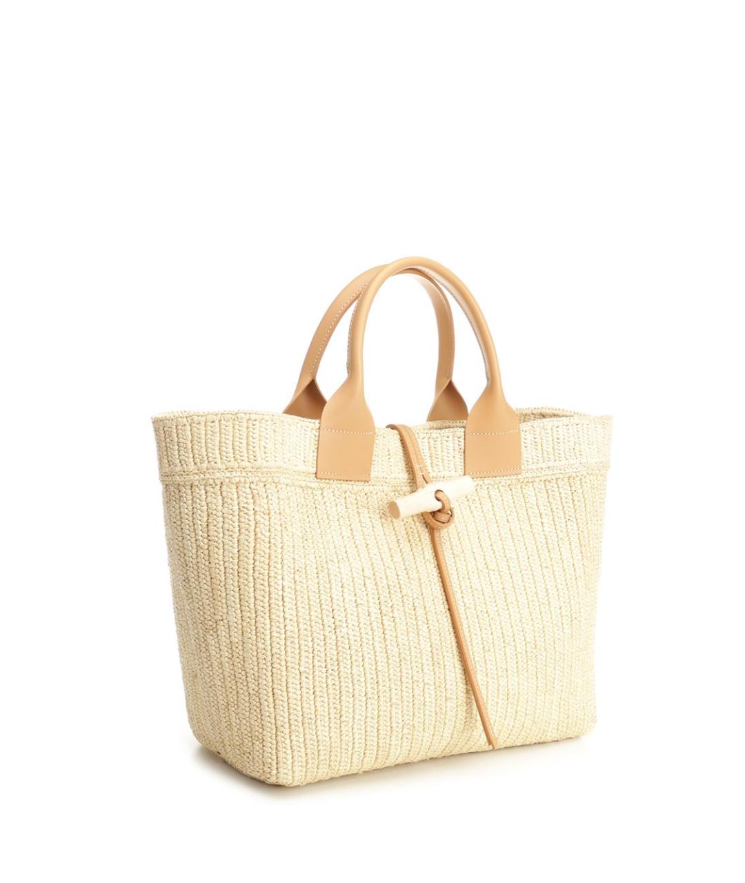 LONGCHAMP Бежевая пелетеная сумка тоут, фото 2