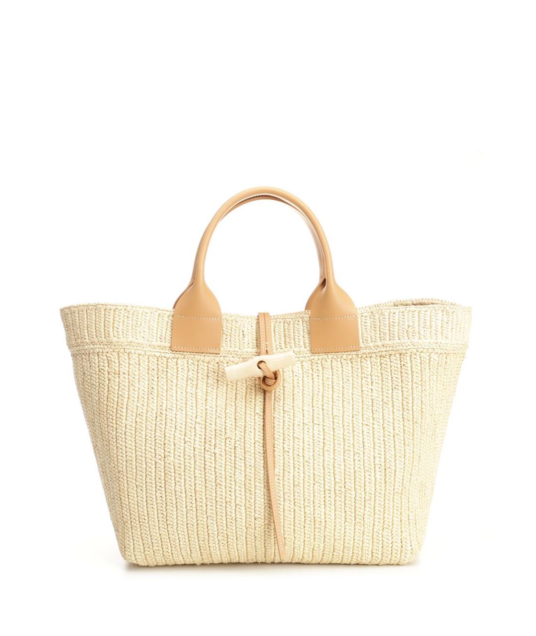 LONGCHAMP Бежевая пелетеная сумка тоут, фото 1