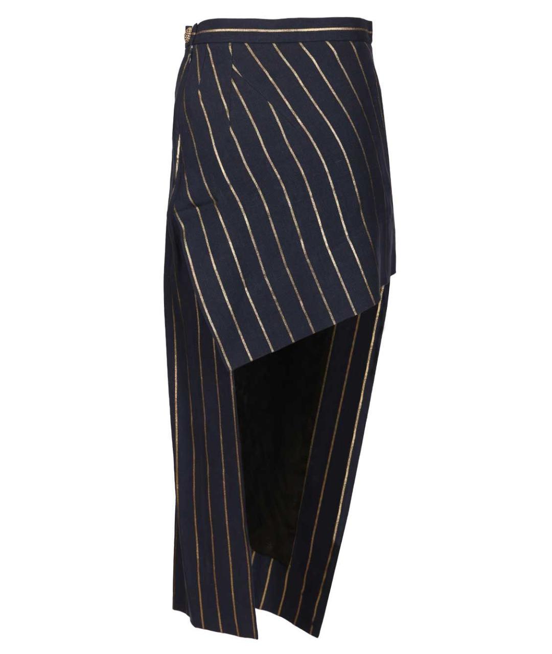 VIVIENNE WESTWOOD Темно-синяя льняная юбка миди, фото 2