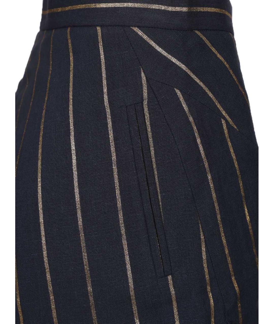 VIVIENNE WESTWOOD Темно-синяя льняная юбка миди, фото 5