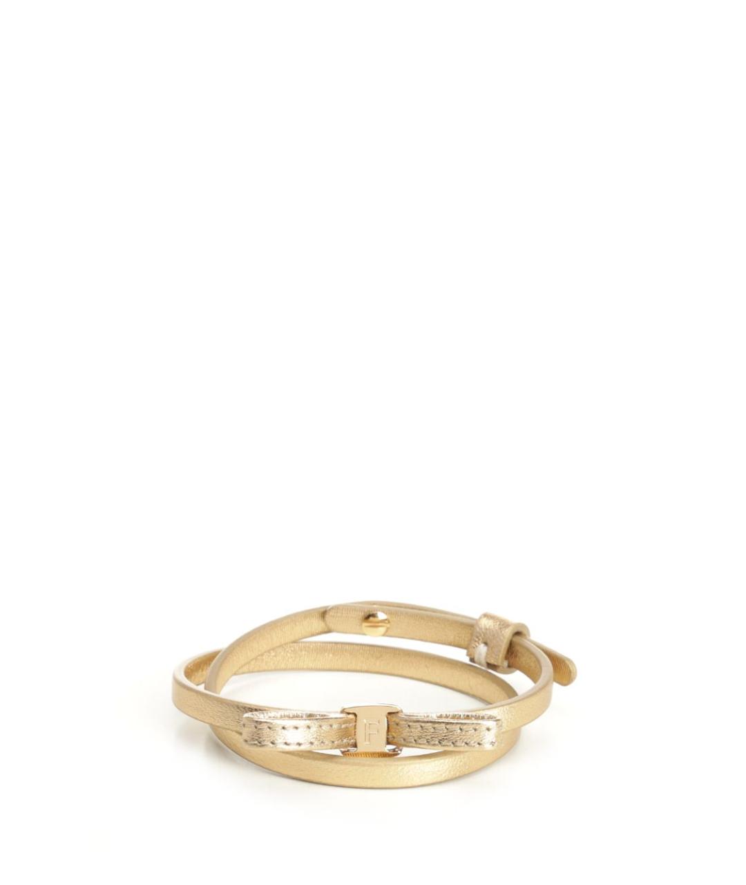 FERRAGAMO Золотой кожаный браслет, фото 1