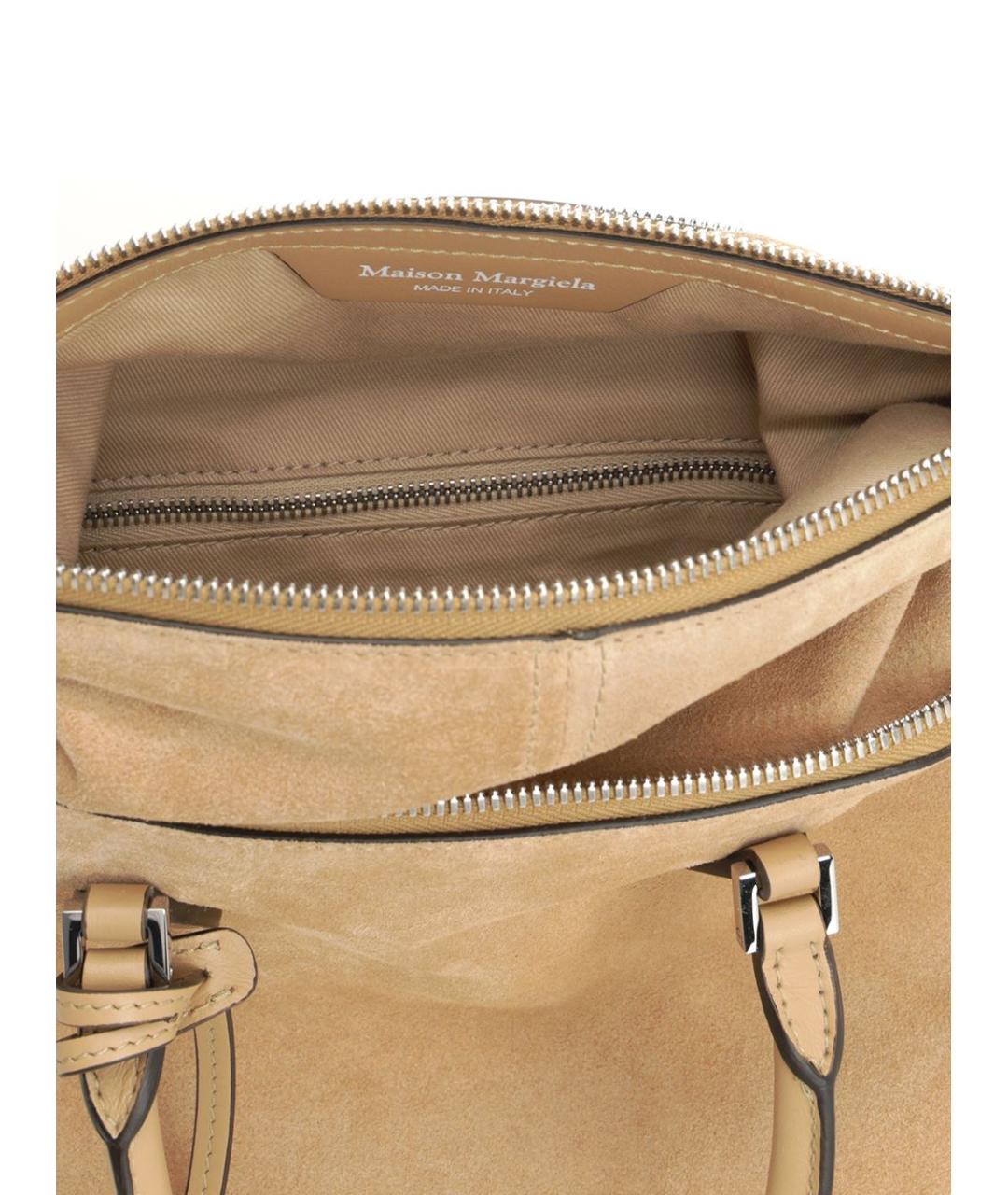 MAISON MARGIELA Бежевая замшевая сумка тоут, фото 4