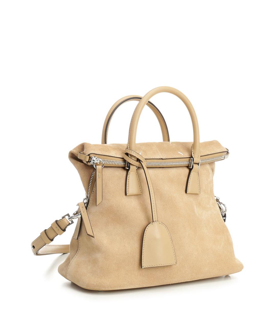 MAISON MARGIELA Бежевая замшевая сумка тоут, фото 2