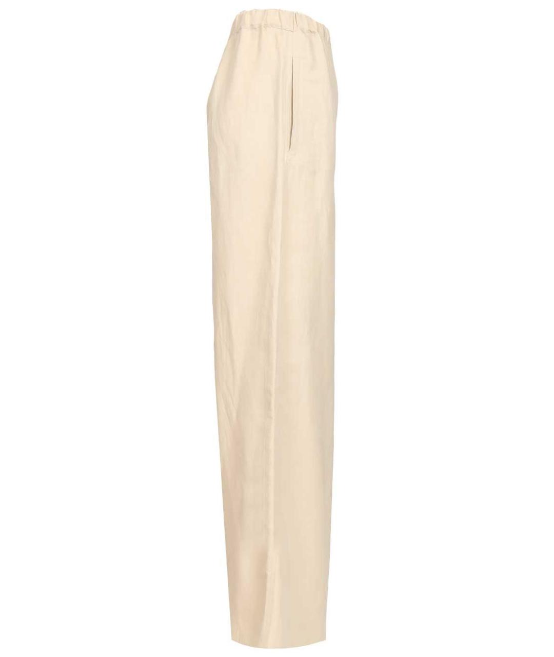 MAX MARA Бежевые льняные прямые брюки, фото 3