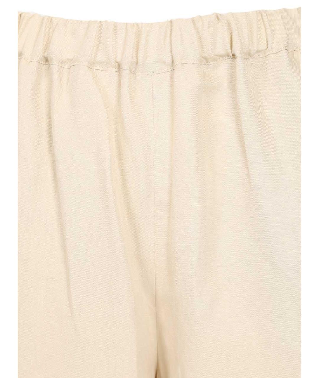 MAX MARA Бежевые льняные прямые брюки, фото 4