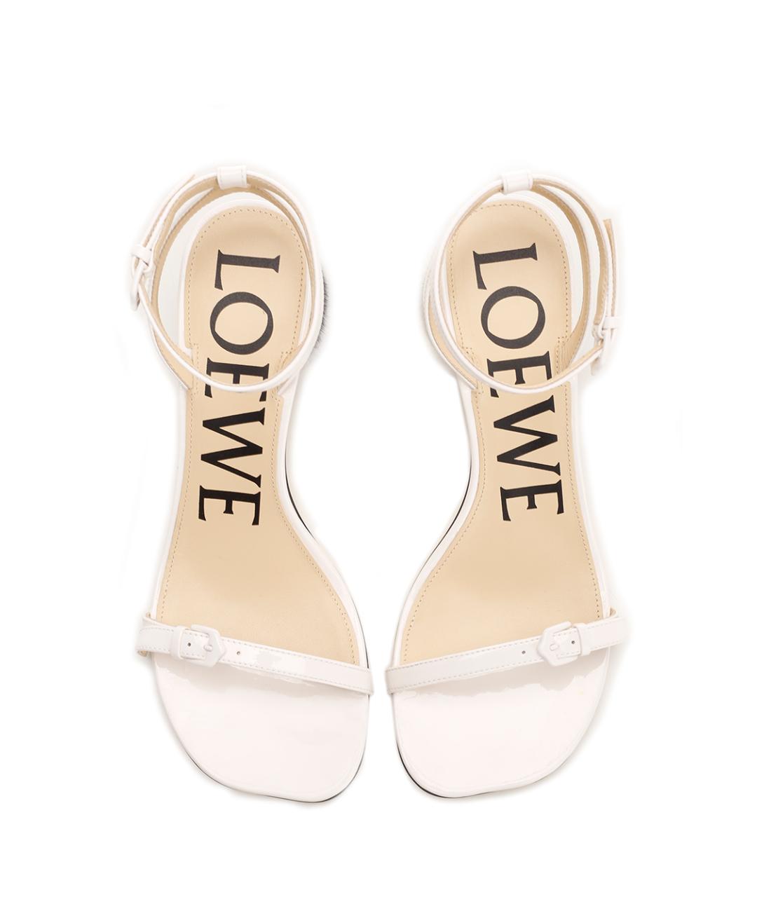 LOEWE Белые кожаные босоножки, фото 6