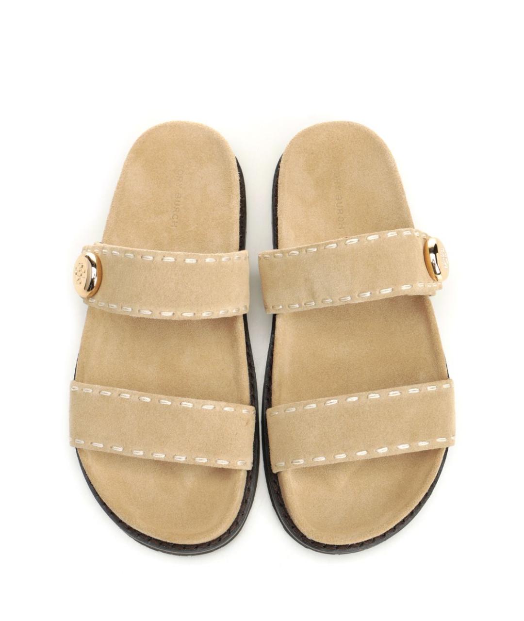 TORY BURCH Бежевые замшевые сандалии, фото 5
