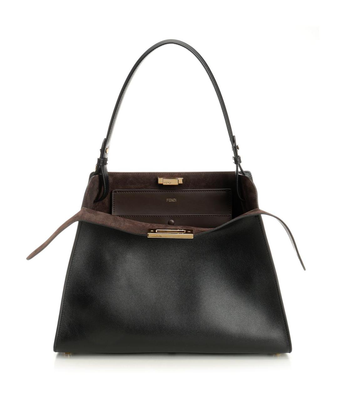 FENDI Черная кожаная сумка тоут, фото 1