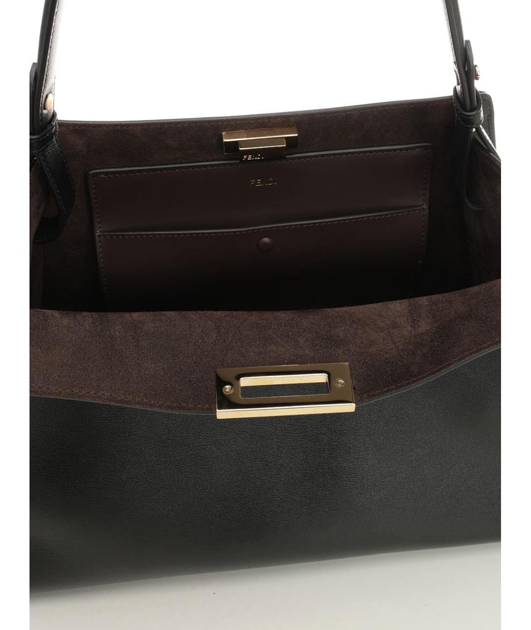 FENDI Черная кожаная сумка тоут, фото 4