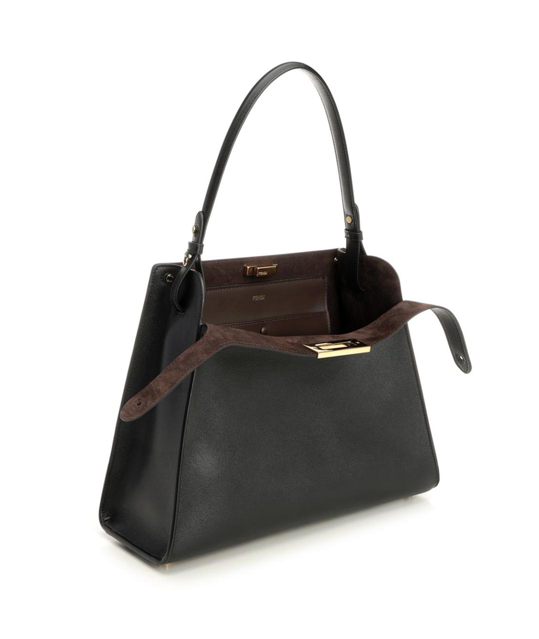 FENDI Черная кожаная сумка тоут, фото 2