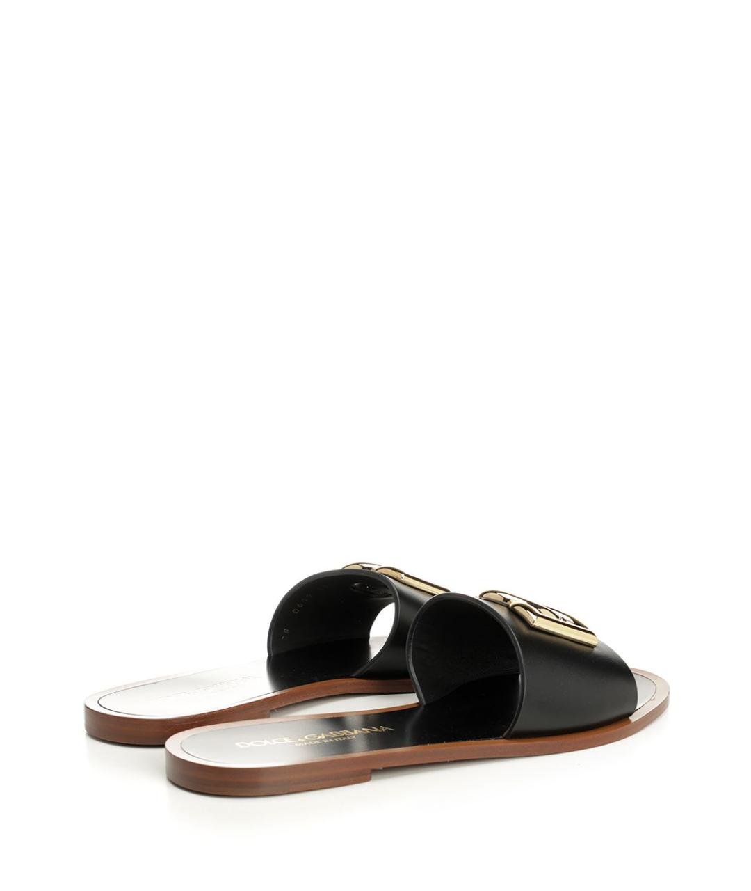 DOLCE&GABBANA Черные кожаные шлепанцы, фото 3