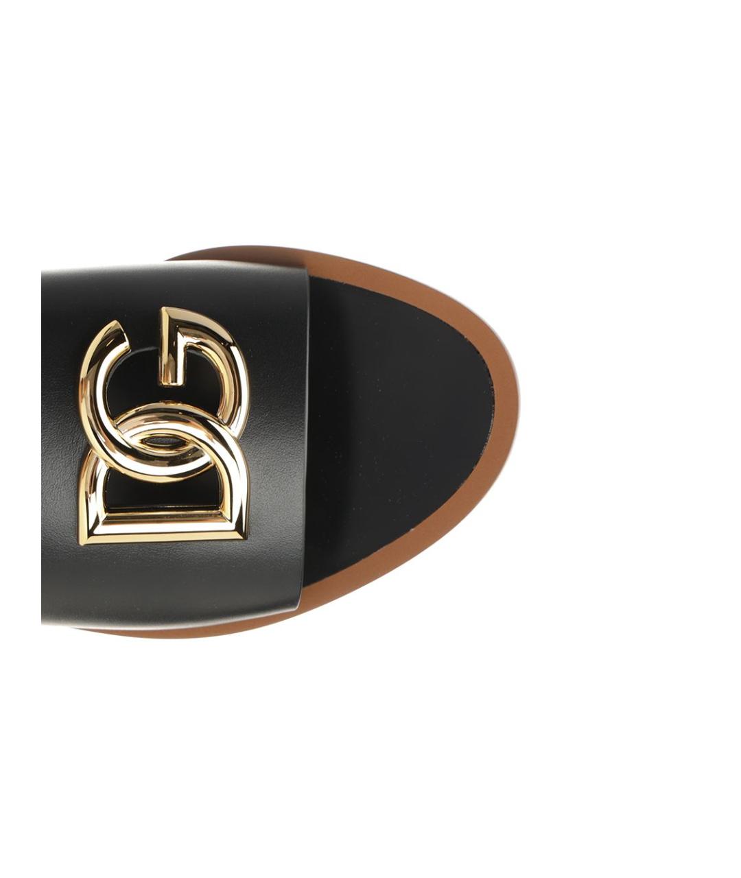 DOLCE&GABBANA Черные кожаные шлепанцы, фото 4