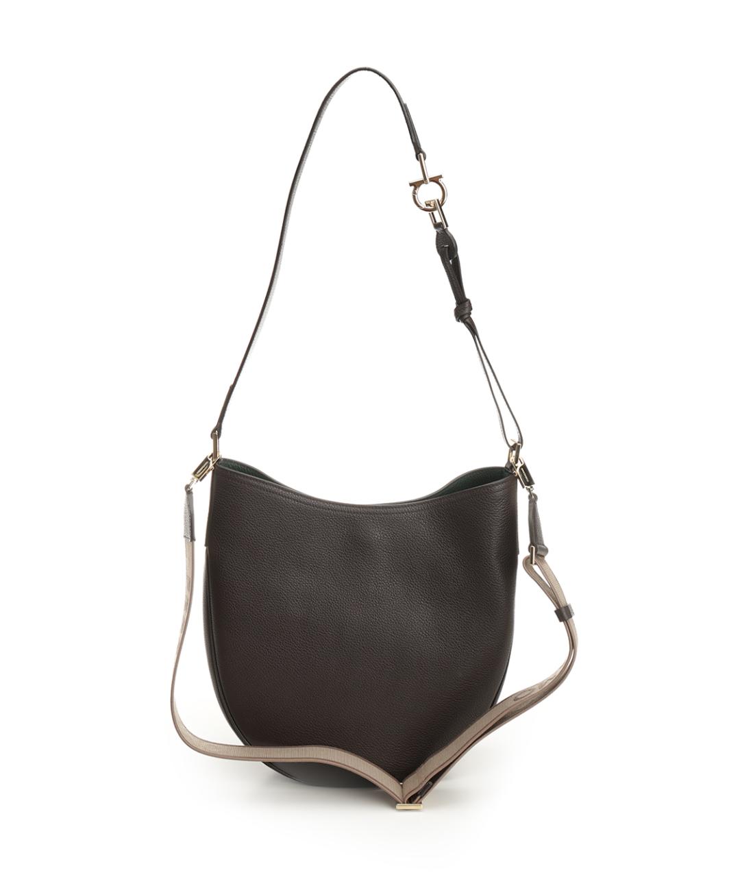 FERRAGAMO Коричневая кожаная сумка через плечо, фото 3