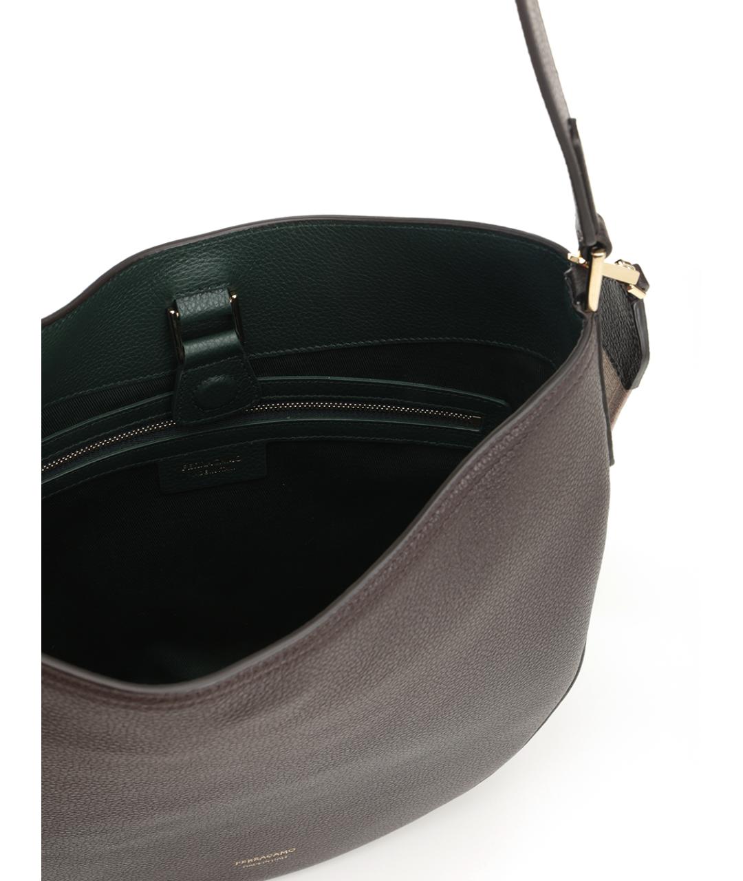 FERRAGAMO Коричневая кожаная сумка через плечо, фото 4