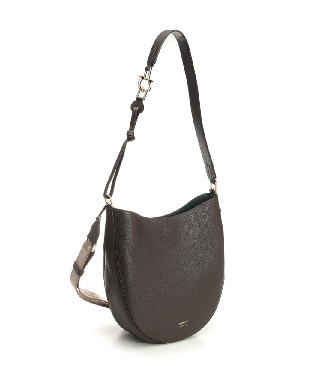 FERRAGAMO Коричневая кожаная сумка через плечо, фото 2