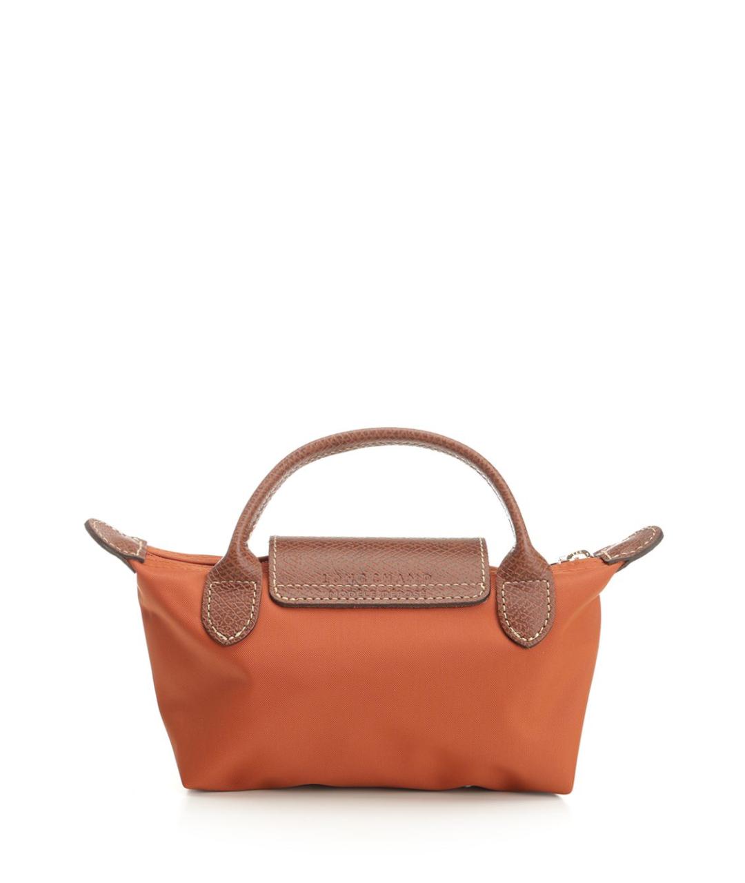 LONGCHAMP Оранжевая синтетическая сумка с короткими ручками, фото 3