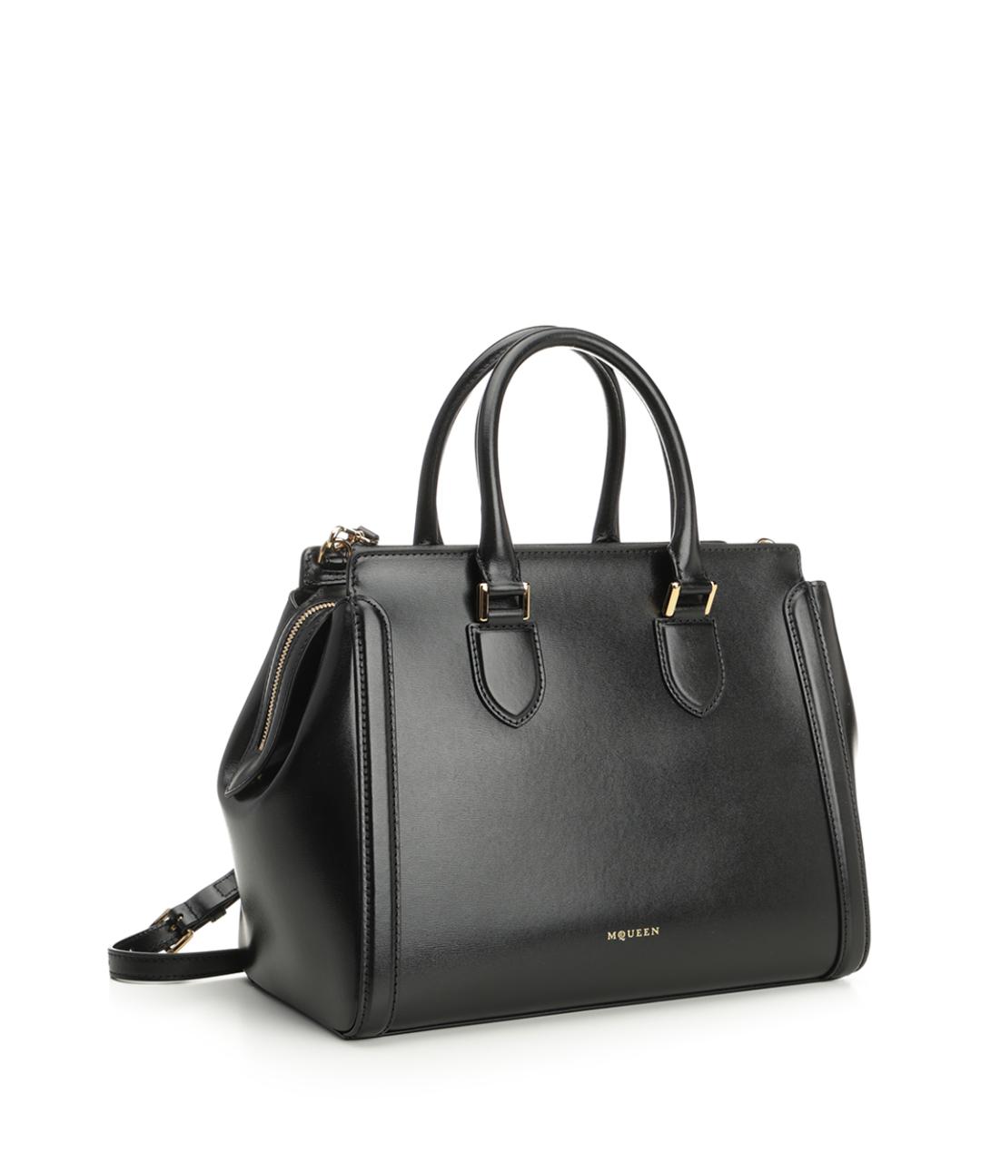 ALEXANDER MCQUEEN Черная кожаная сумка тоут, фото 2