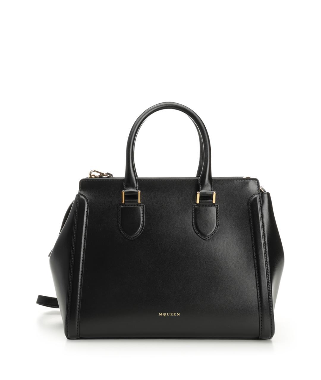 ALEXANDER MCQUEEN Черная кожаная сумка тоут, фото 1