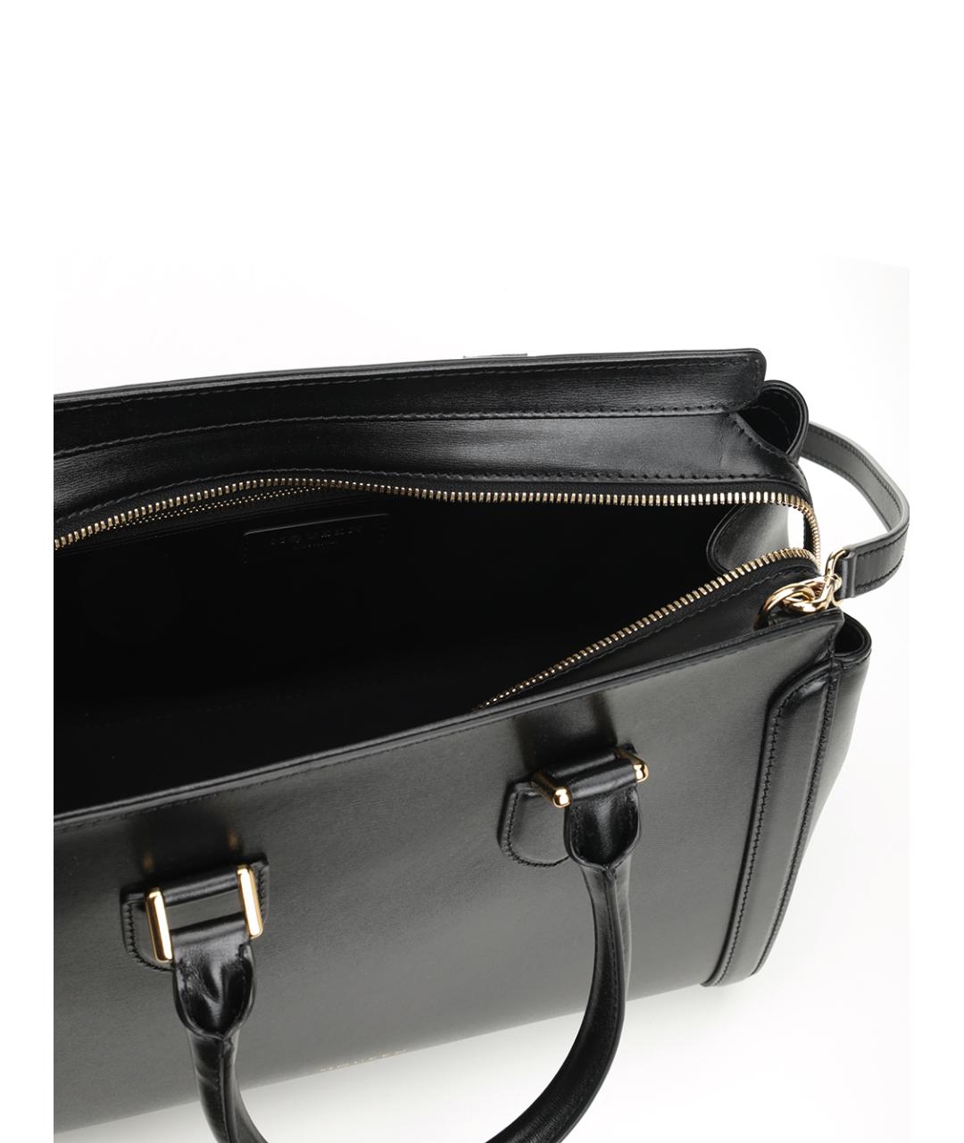 ALEXANDER MCQUEEN Черная кожаная сумка тоут, фото 4