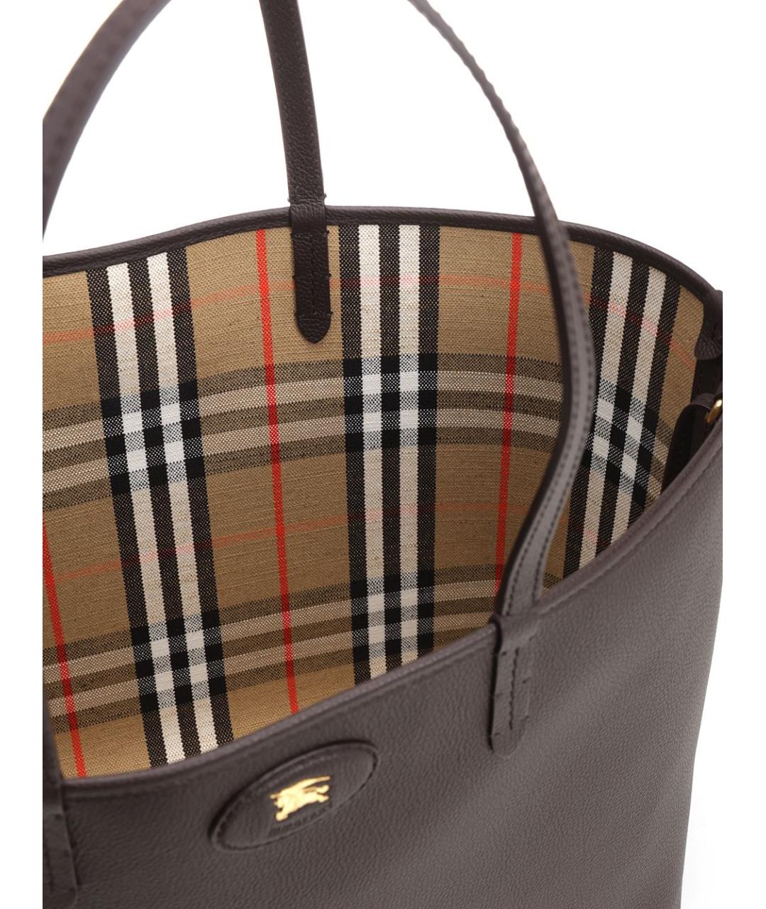 BURBERRY Коричневая кожаная сумка тоут, фото 5