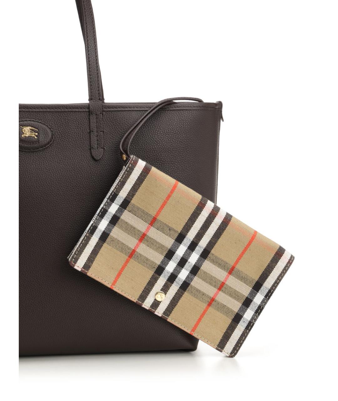 BURBERRY Коричневая кожаная сумка тоут, фото 4