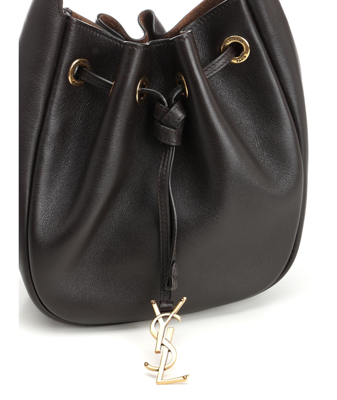 SAINT LAURENT Коричневая кожаная сумка через плечо, фото 5