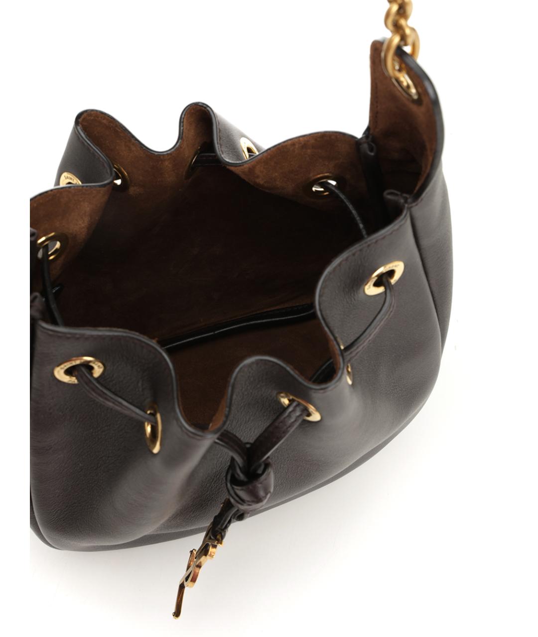 SAINT LAURENT Коричневая кожаная сумка через плечо, фото 4