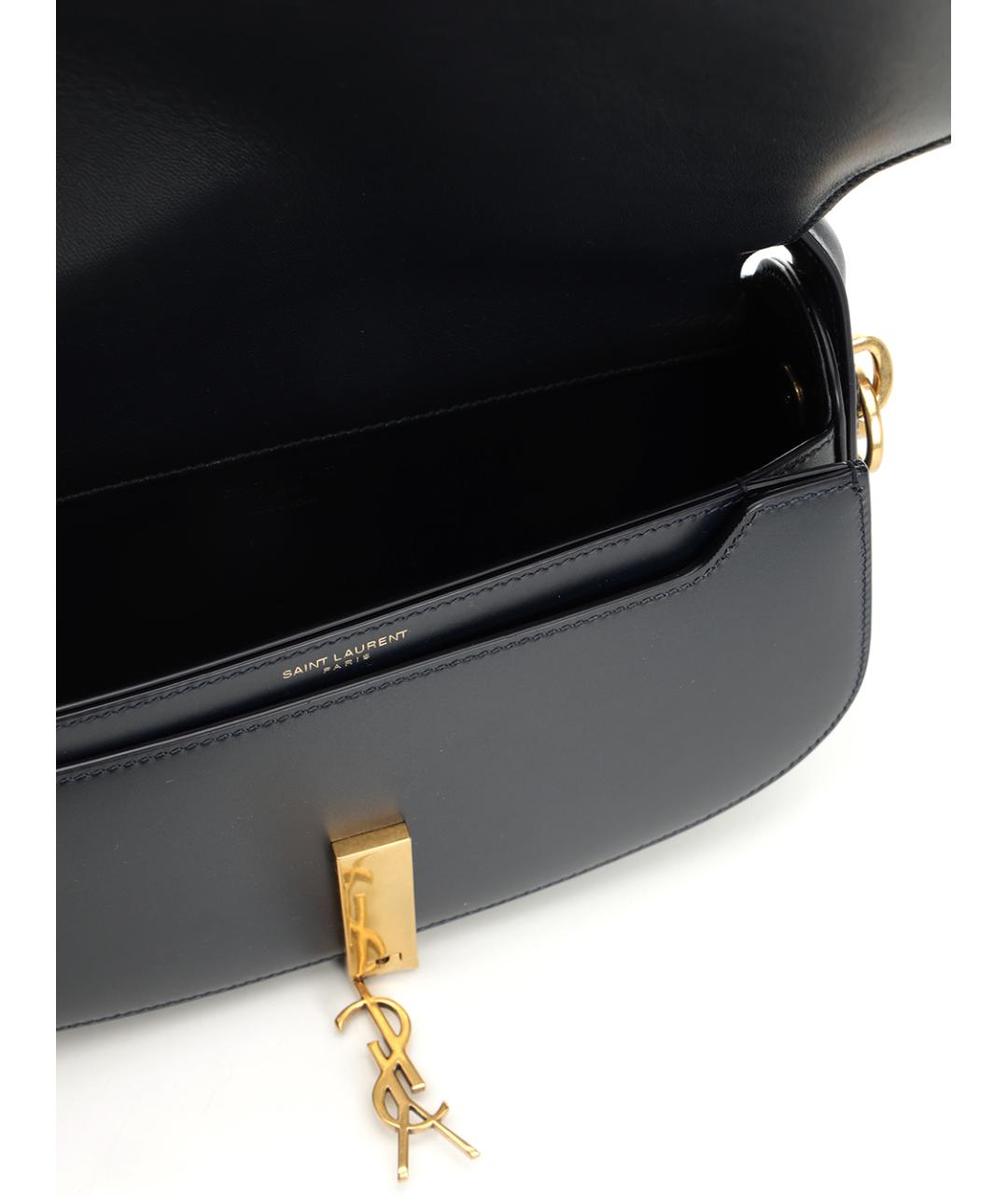 SAINT LAURENT Синяя кожаная сумка через плечо, фото 4