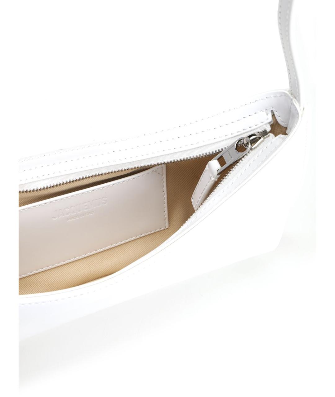JACQUEMUS Белая кожаная сумка через плечо, фото 4