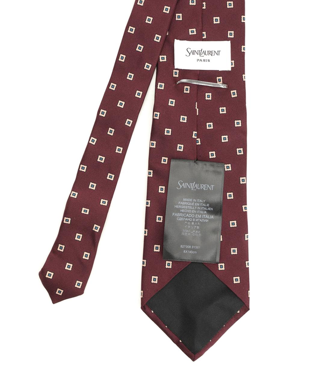 SAINT LAURENT Бордовый шелковый галстук, фото 2