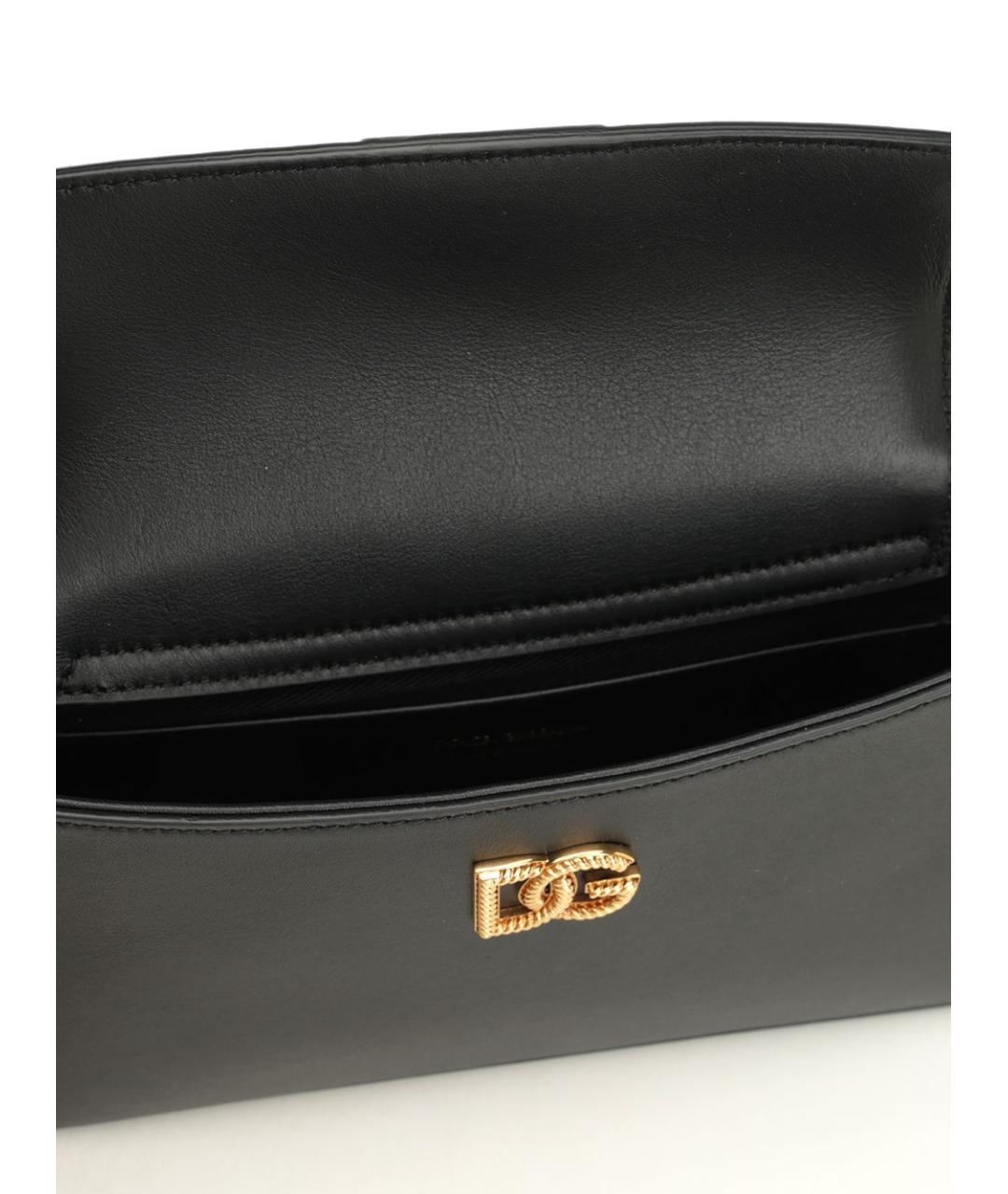 DOLCE&GABBANA Черная кожаная сумка через плечо, фото 4