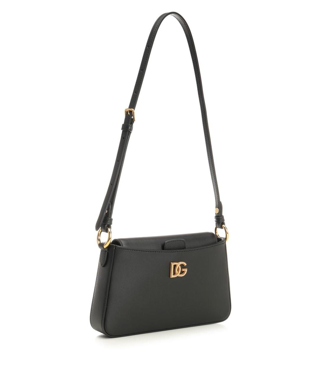 DOLCE&GABBANA Черная кожаная сумка через плечо, фото 2