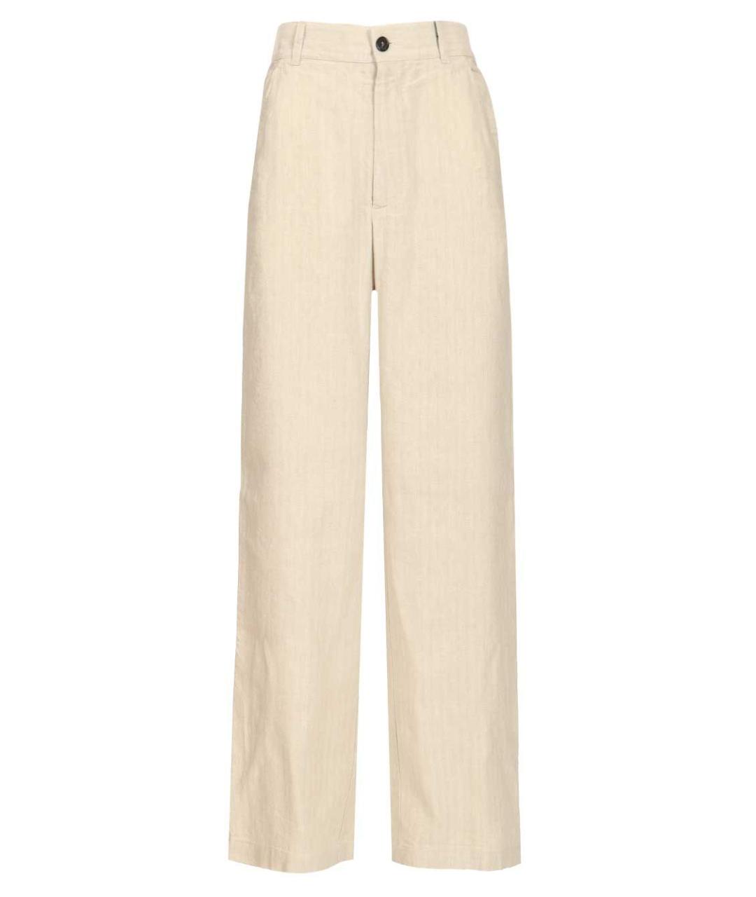 BARENA Бежевые вискозные прямые брюки, фото 1