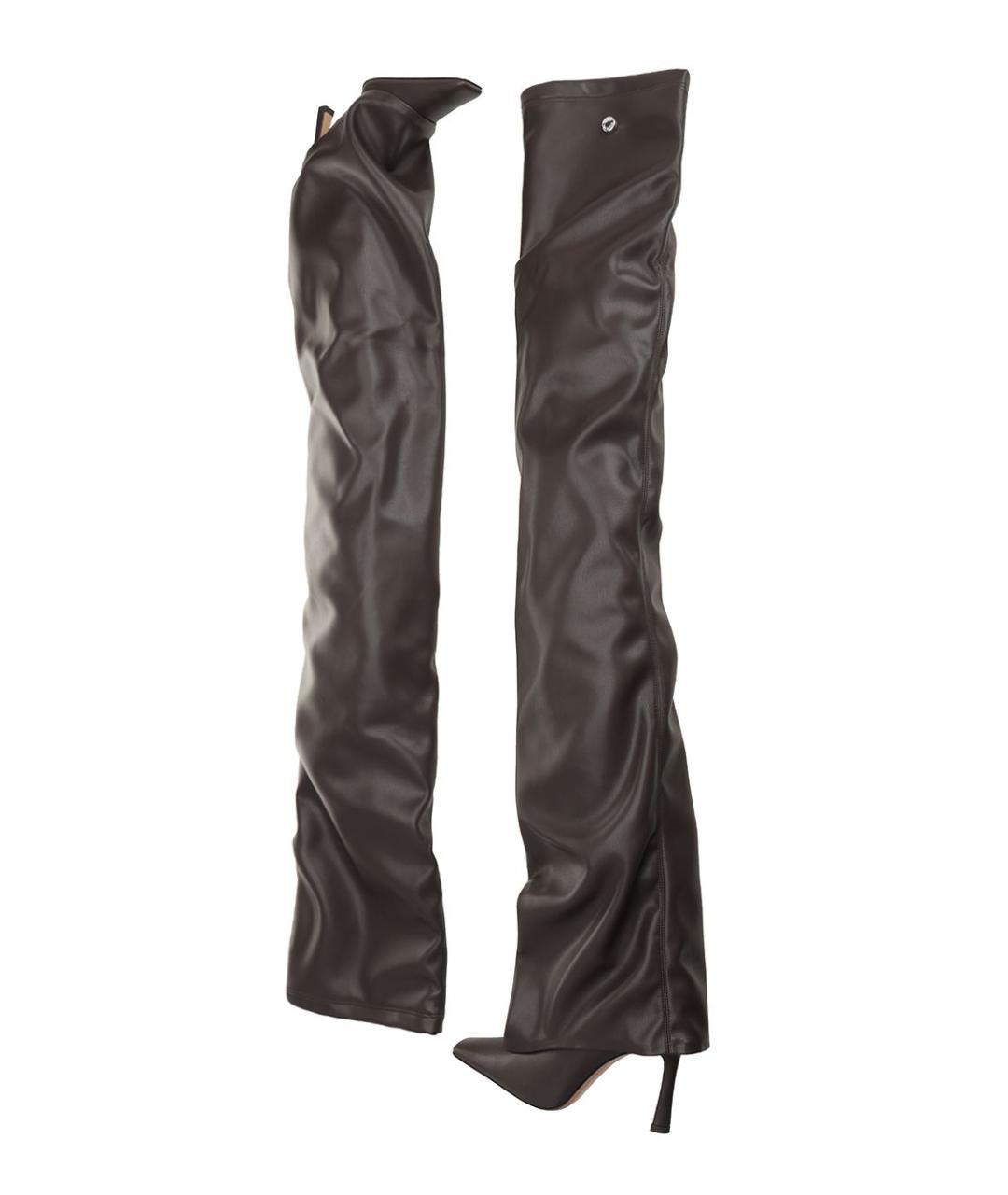 THE ATTICO Коричневые ботфорты из искусственной кожи, фото 2