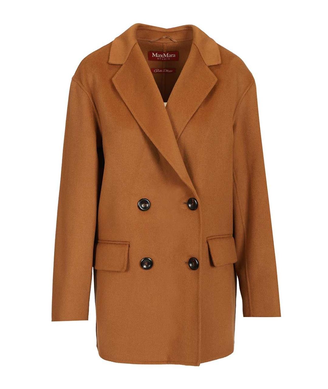 MAX MARA STUDIO Коричневое шерстяное пальто, фото 1