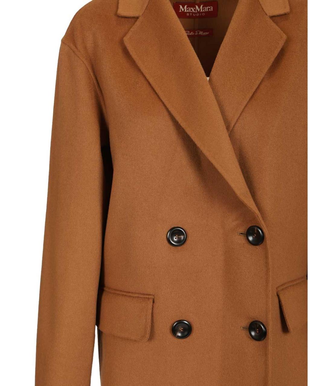 MAX MARA STUDIO Коричневое шерстяное пальто, фото 4
