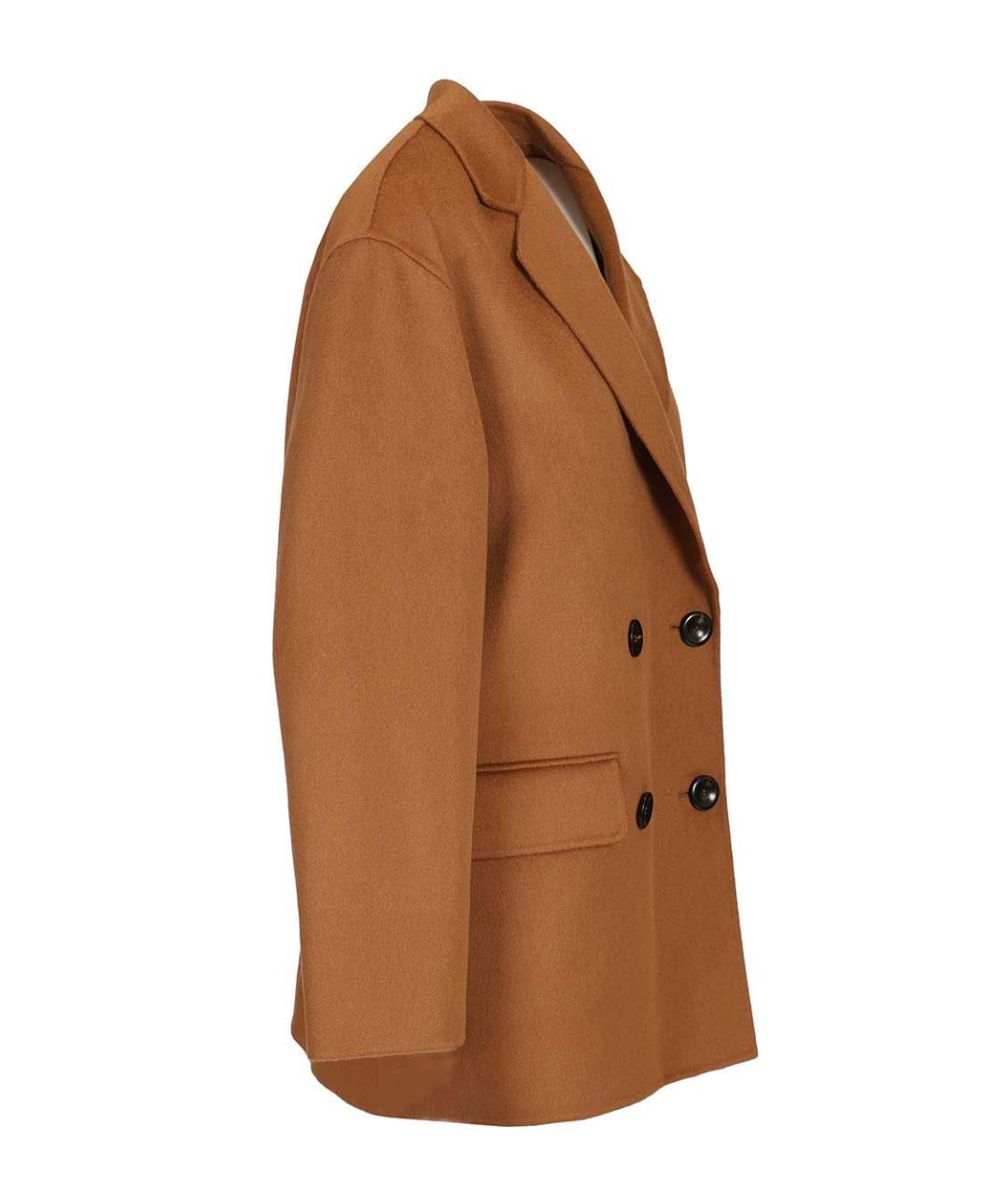 MAX MARA STUDIO Коричневое шерстяное пальто, фото 3