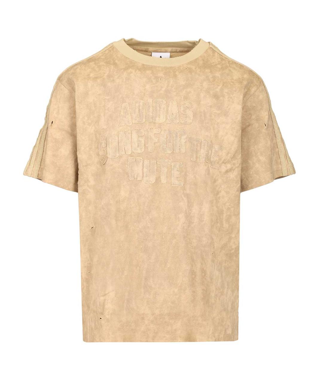 ADIDAS Бежевая хлопковая футболка, фото 1