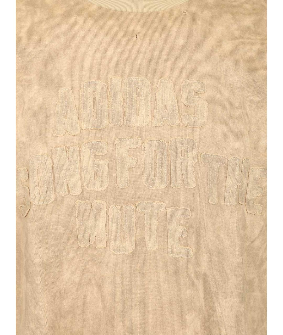 ADIDAS Бежевая хлопковая футболка, фото 3