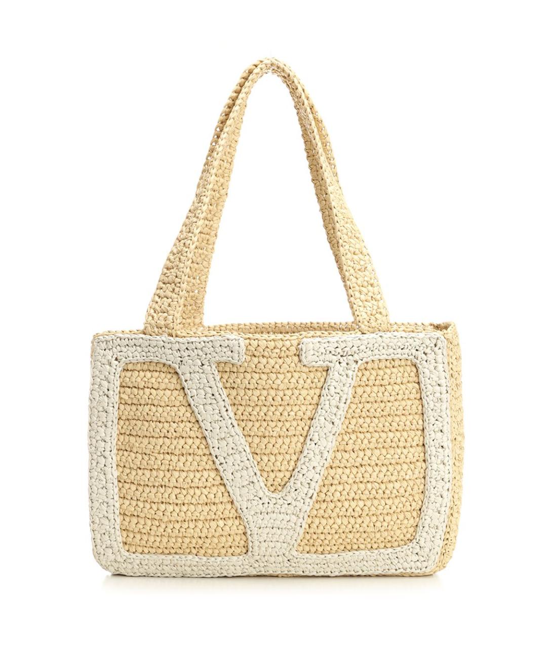 VALENTINO Бежевая пелетеная сумка тоут, фото 1