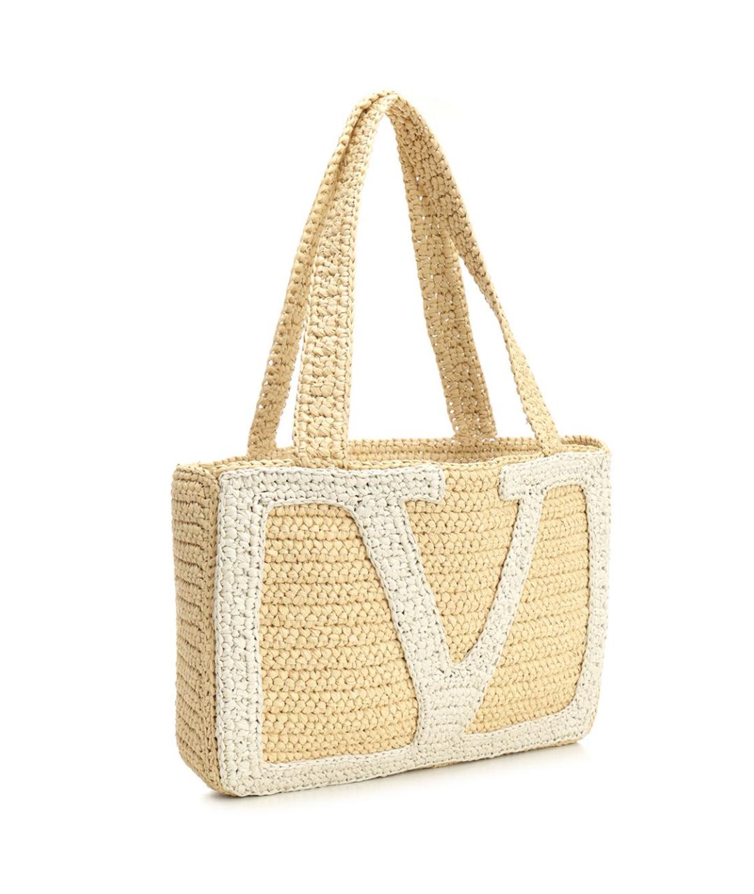 VALENTINO Бежевая пелетеная сумка тоут, фото 2