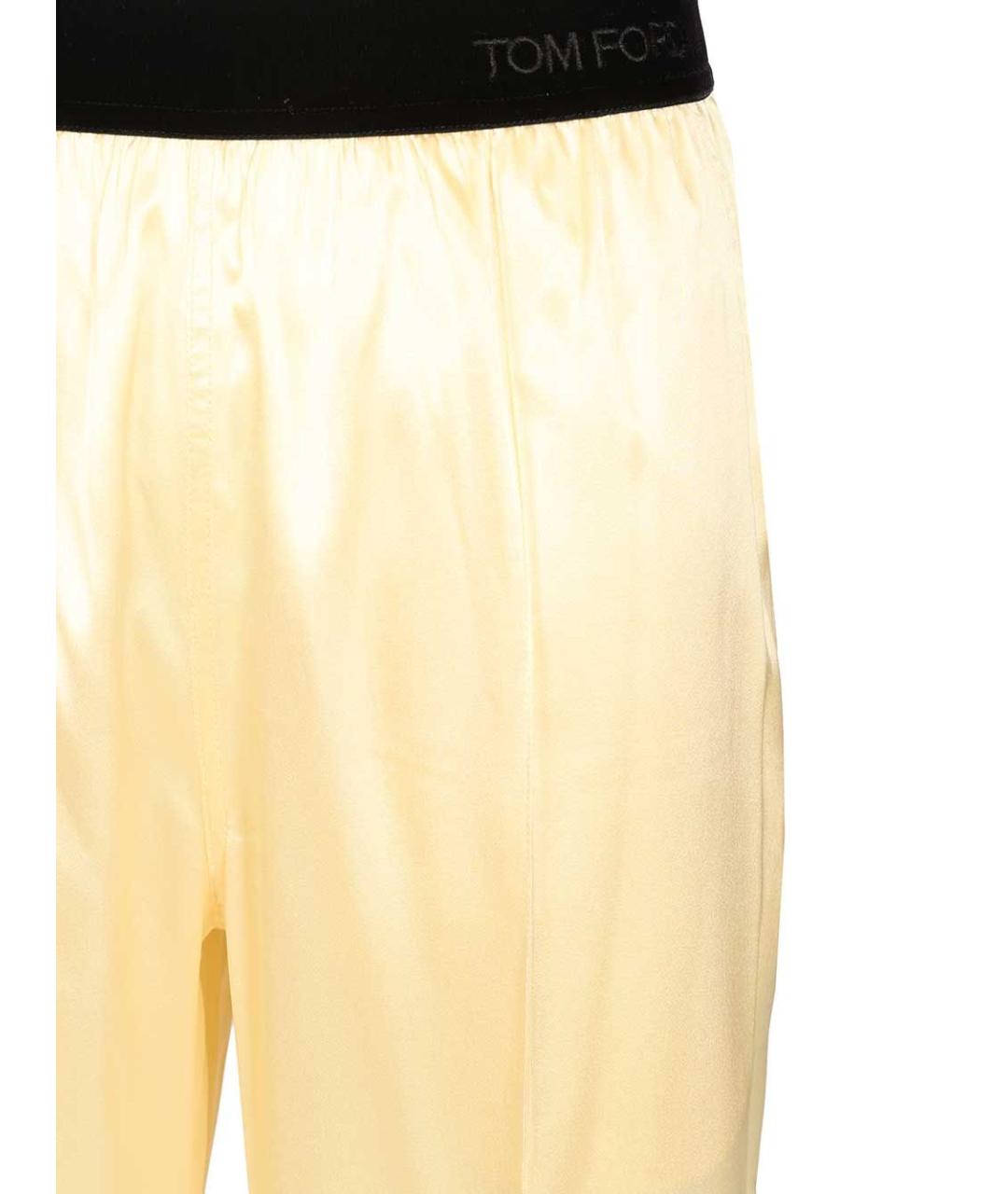 TOM FORD Желтые шелковые прямые брюки, фото 4