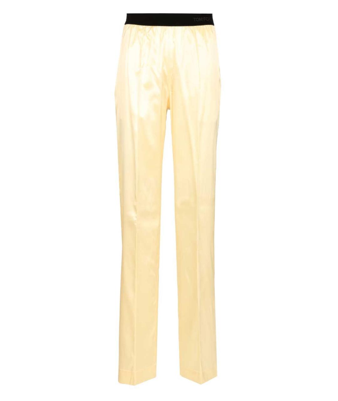 TOM FORD Желтые шелковые прямые брюки, фото 1