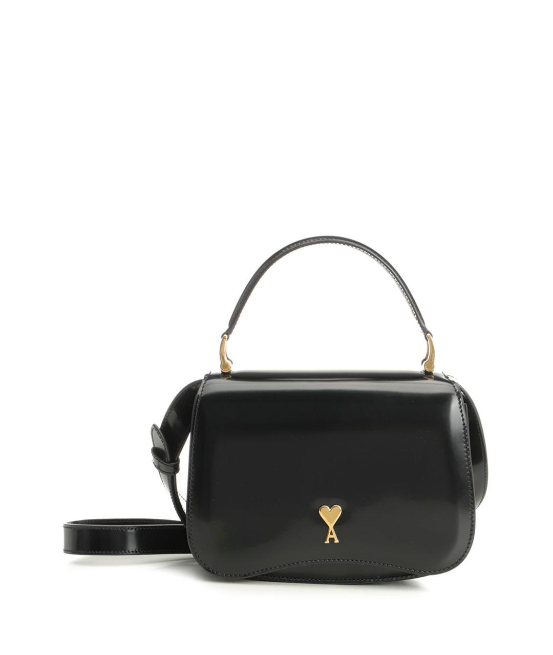 Ami Paris Черная кожаная сумка с короткими ручками, фото 1