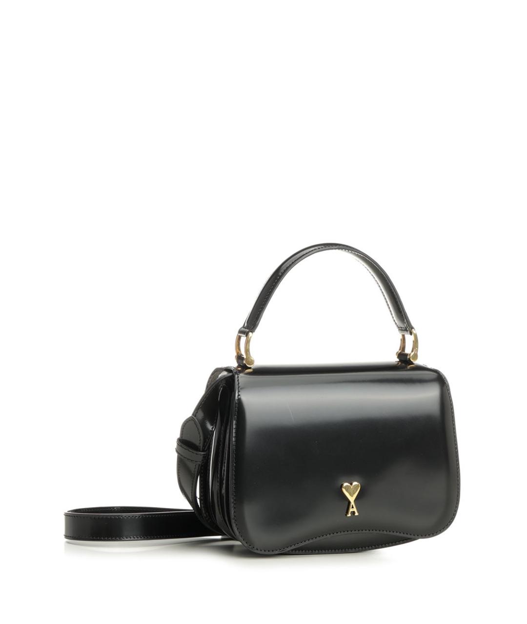 Ami Paris Черная кожаная сумка с короткими ручками, фото 2