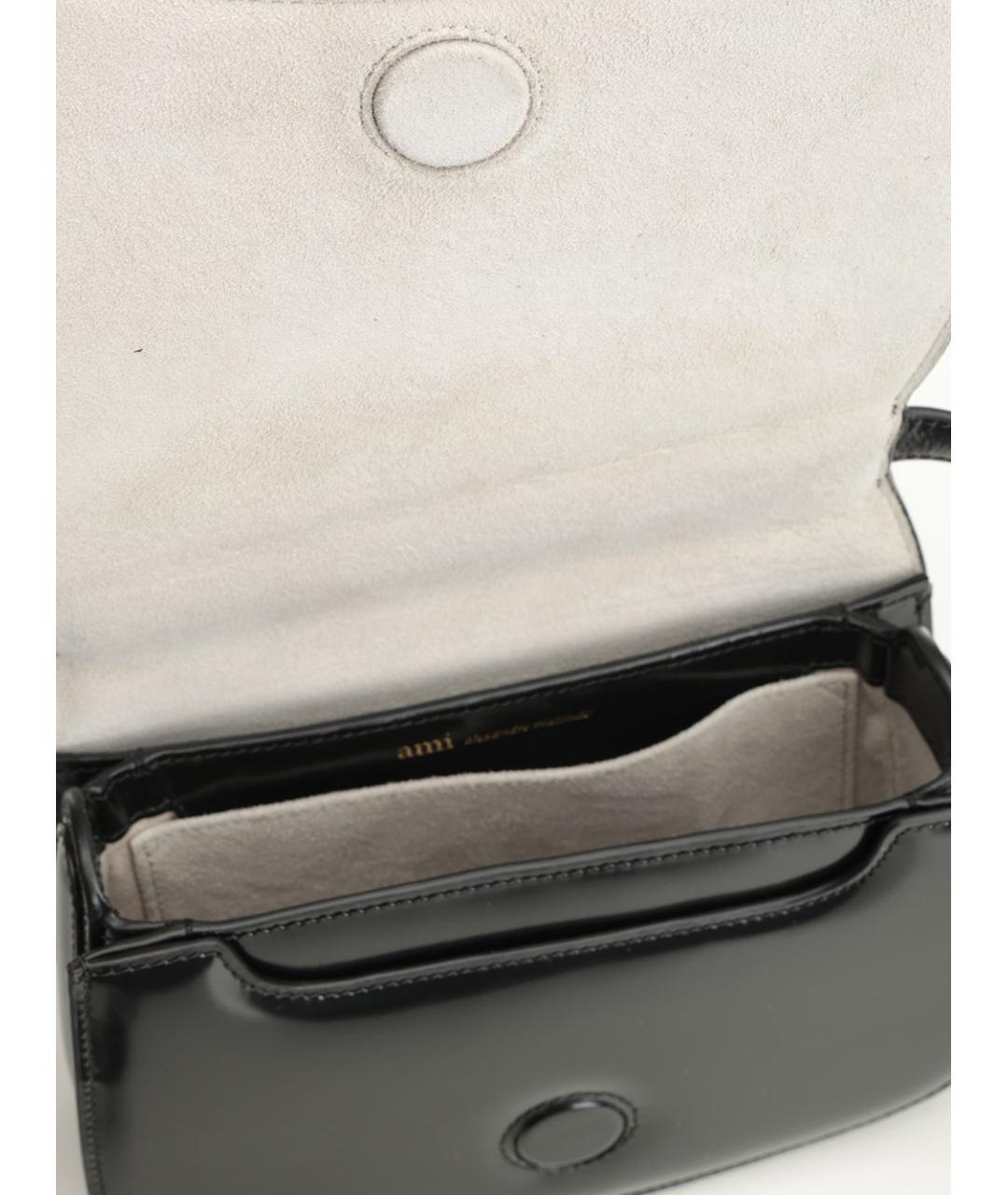 Ami Paris Черная кожаная сумка с короткими ручками, фото 4