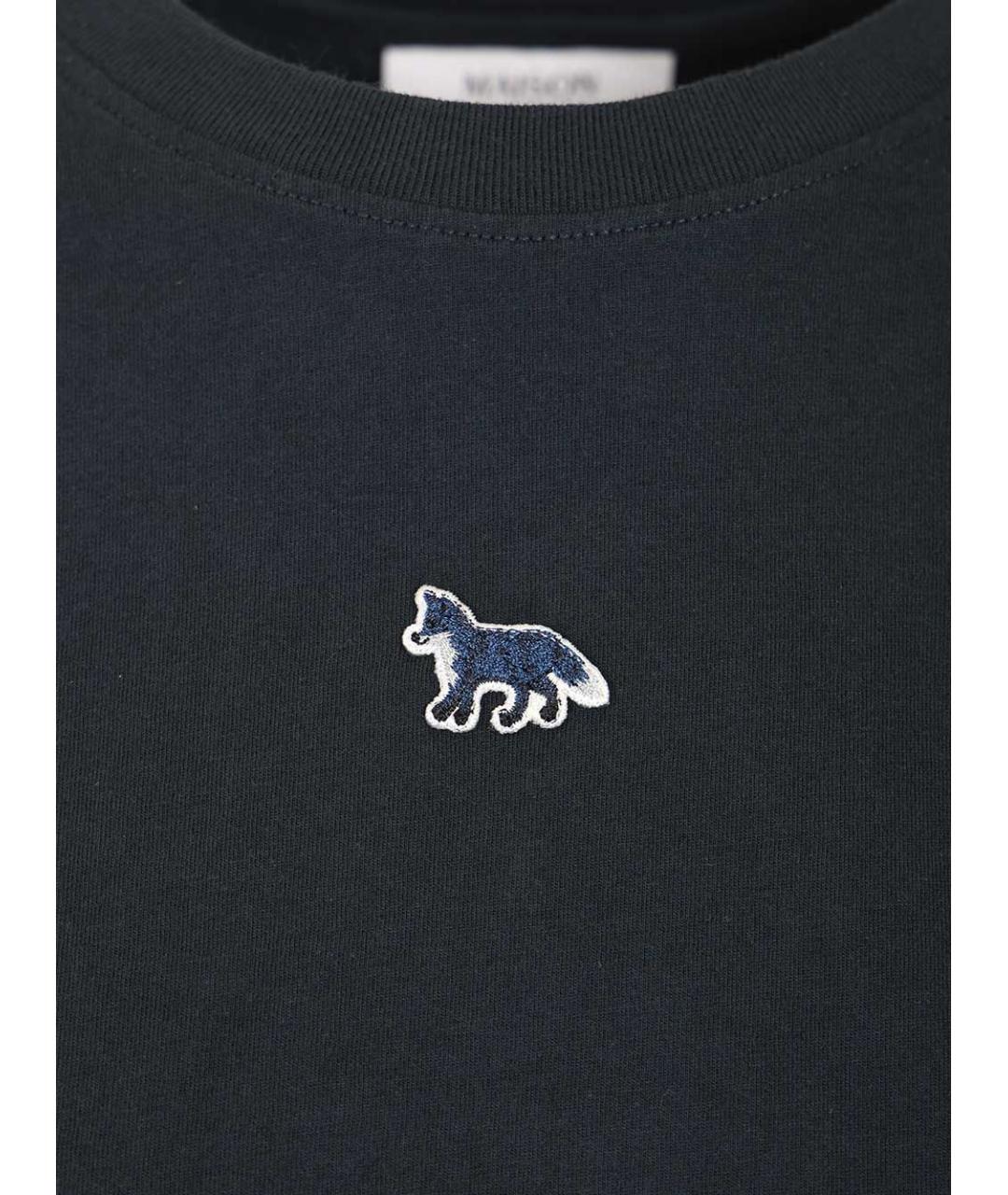 MAISON KITSUNE Темно-синяя хлопковая футболка, фото 3