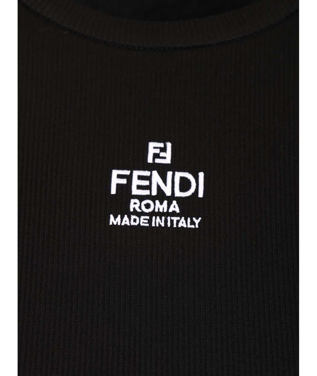 FENDI Черная хлопко-эластановая футболка, фото 3